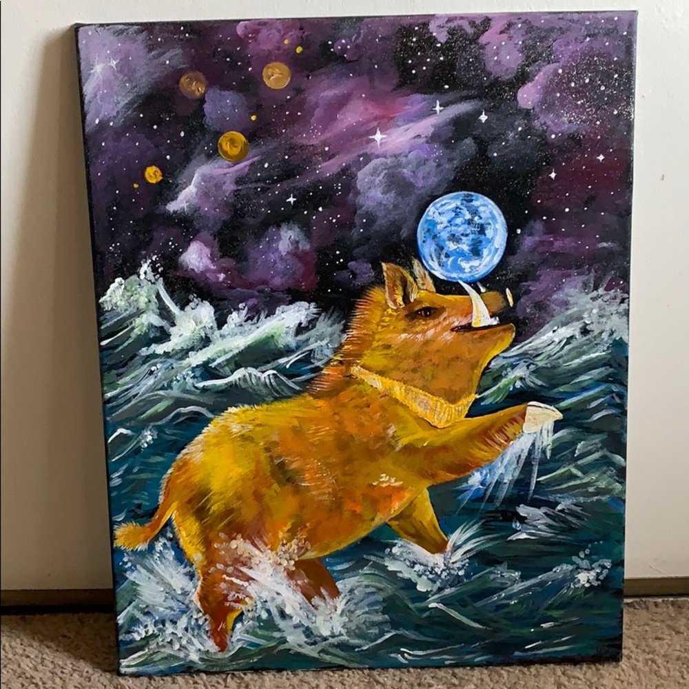 “Lord Varaha Saves The Earth” 16”x20” painting